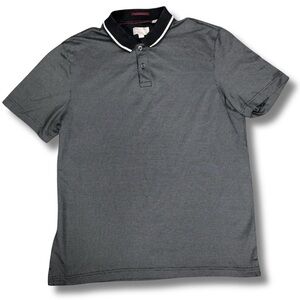 TED BAKER - Men’s Short Sleeve Houndstooth Patterned Polo, Black, Large